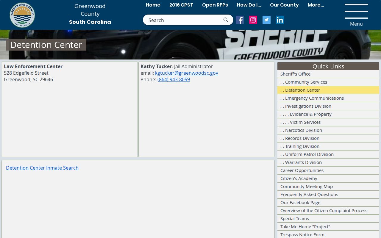 Greenwood County criminal booking records and detention center contact