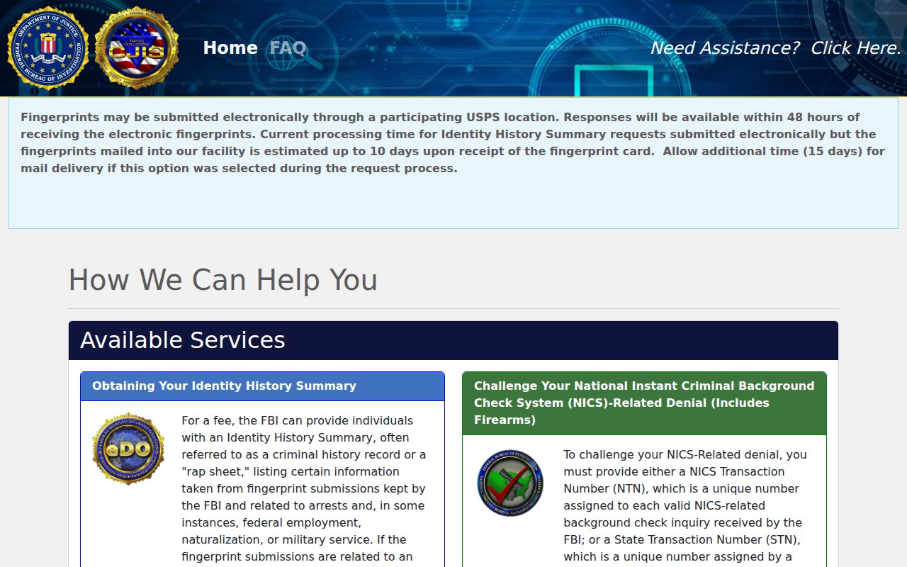 Greenwood County criminal history access through the FBI identity review portal