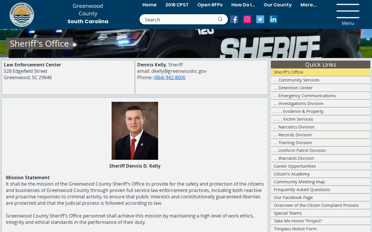 Greenwood County criminal history records at the Sheriff's Office