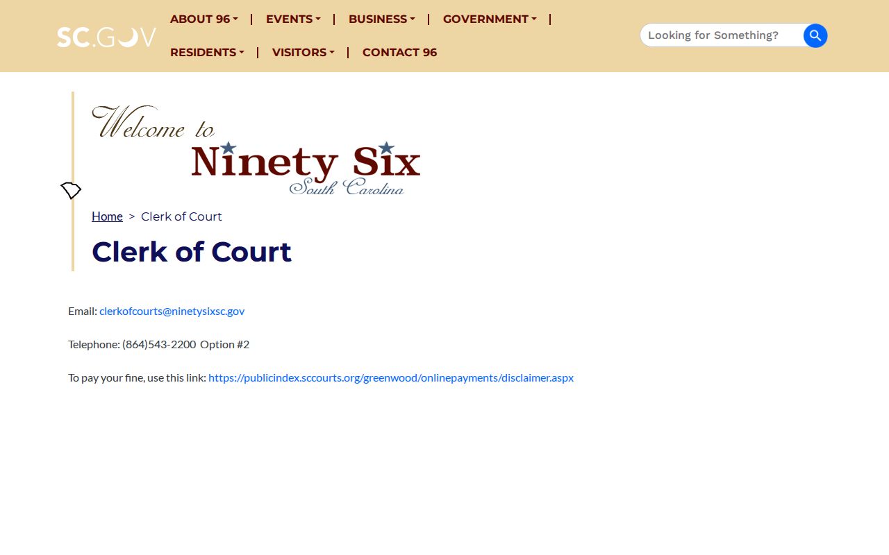 Ninety Six municipal court records and Greenwood County clerk route