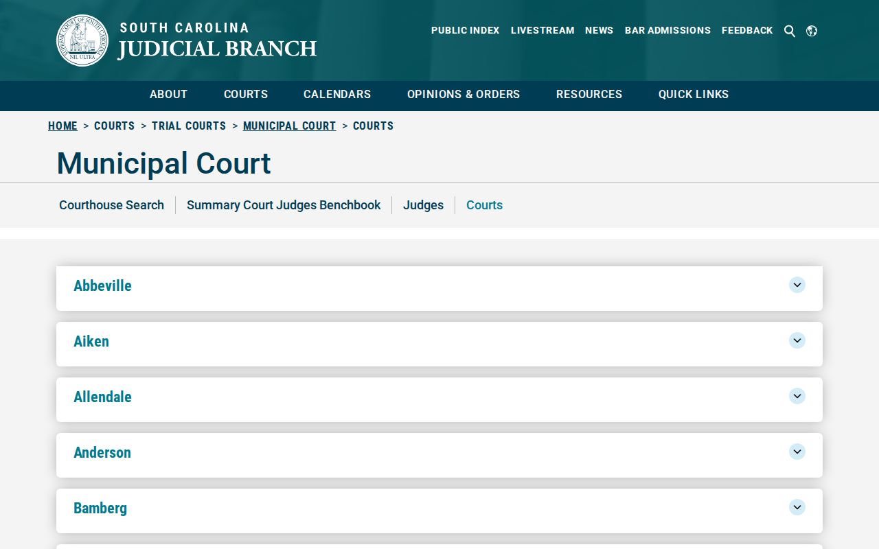Ware Shoals municipal court records directory for Greenwood County